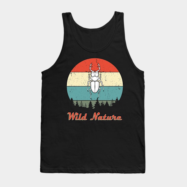 Wild Nature Stag Beetle White Abstract Sunset Tank Top by SmileSmith